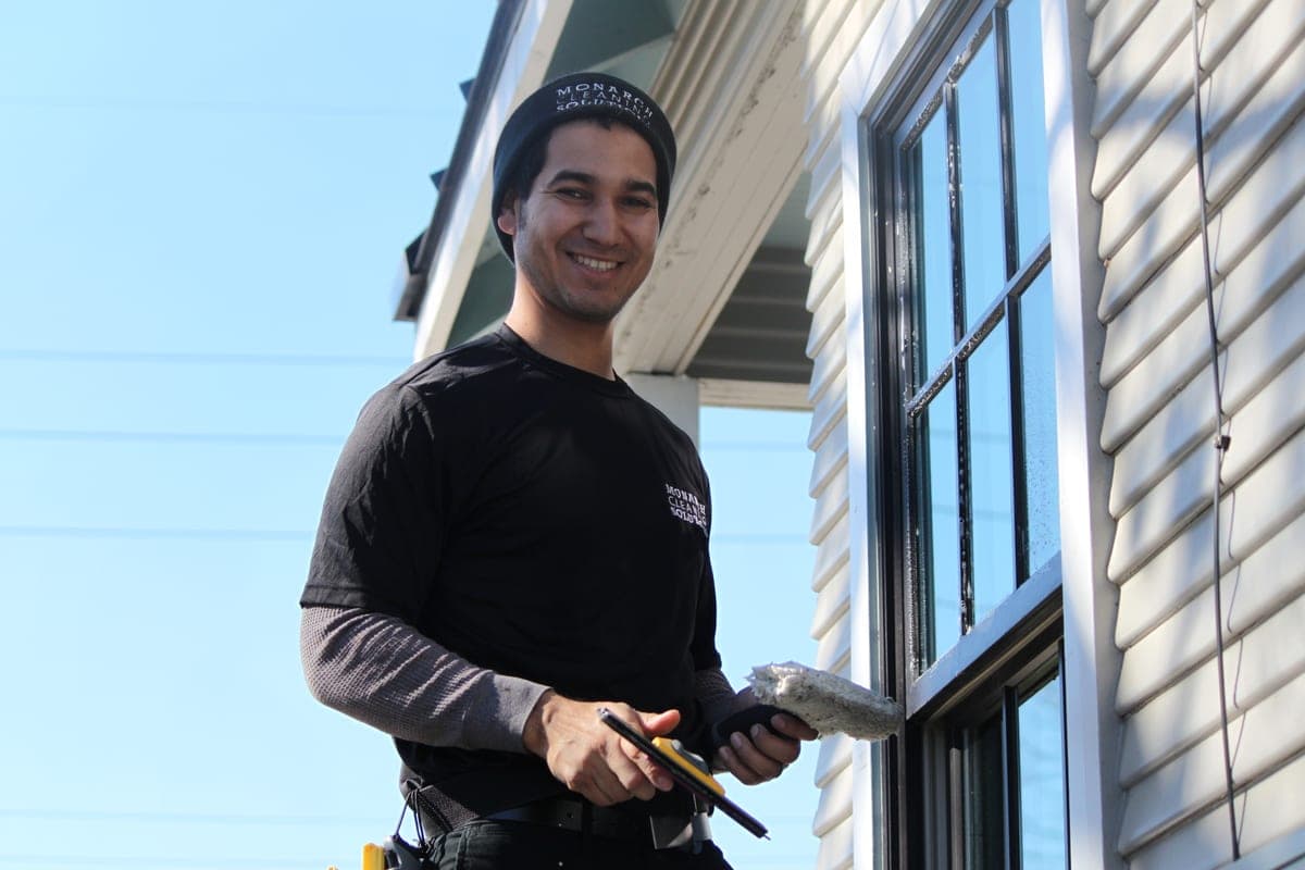 Eric Viloria, owner of Monarch Cleaning Solutions, on a job in Austin, TX